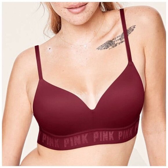 VS PINK Wear Everywhere Wireless Banded Logo Bra - O11 - Picture 2 of 5